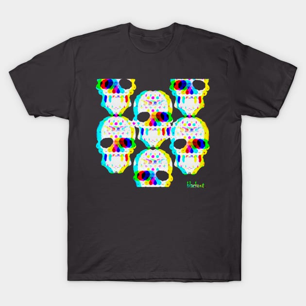 Skulls Convene at the Cinema by Blackout Design T-Shirt by Blackout Design